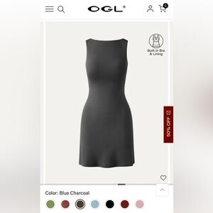 OGL brami open back dress in blue charcoal